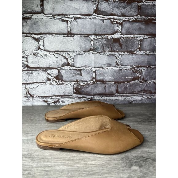 Madewell The Erica Peep-Toe Mule in English Saddle tan leather Flats Women 6.5M - Picture 12 of 16